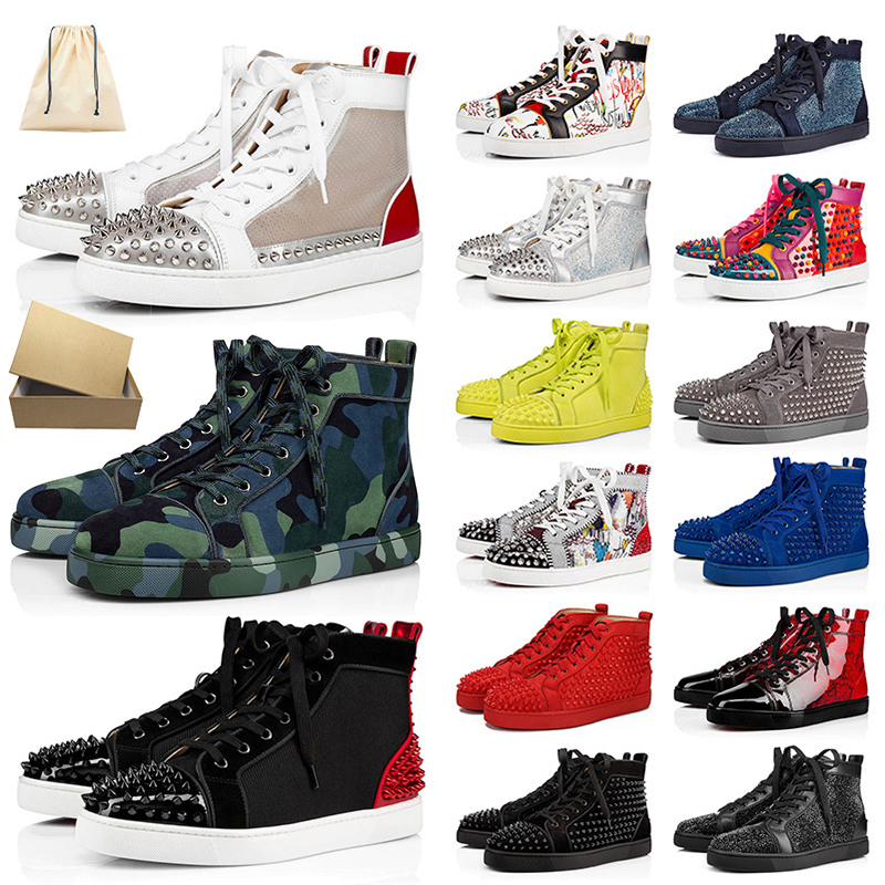 With Box Fashion Designer Red Bottoms Mens Shoes Junior Studded Spikes Real Leather Party Women Casual Shoes Trainers Platform Sneakers Gree, Black
With Box Fashion Designer Red Bottoms Mens Shoes Junior Studded Spikes Real Leather Party Women Casual Shoes Trainers Platform Sneakers Gree, Black