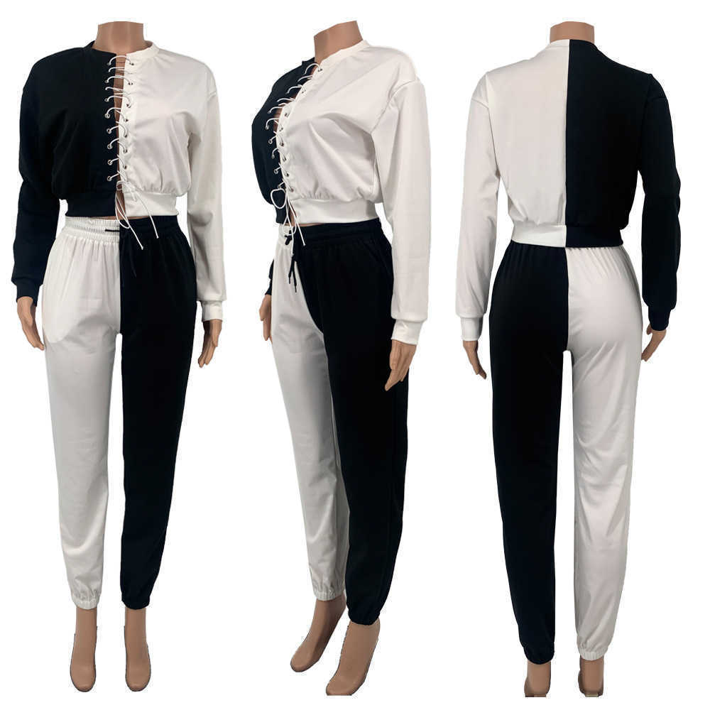 Designers Women sports tracksuits Clothes 2023 autumn color matching corns bandage two-piece set jogging suits