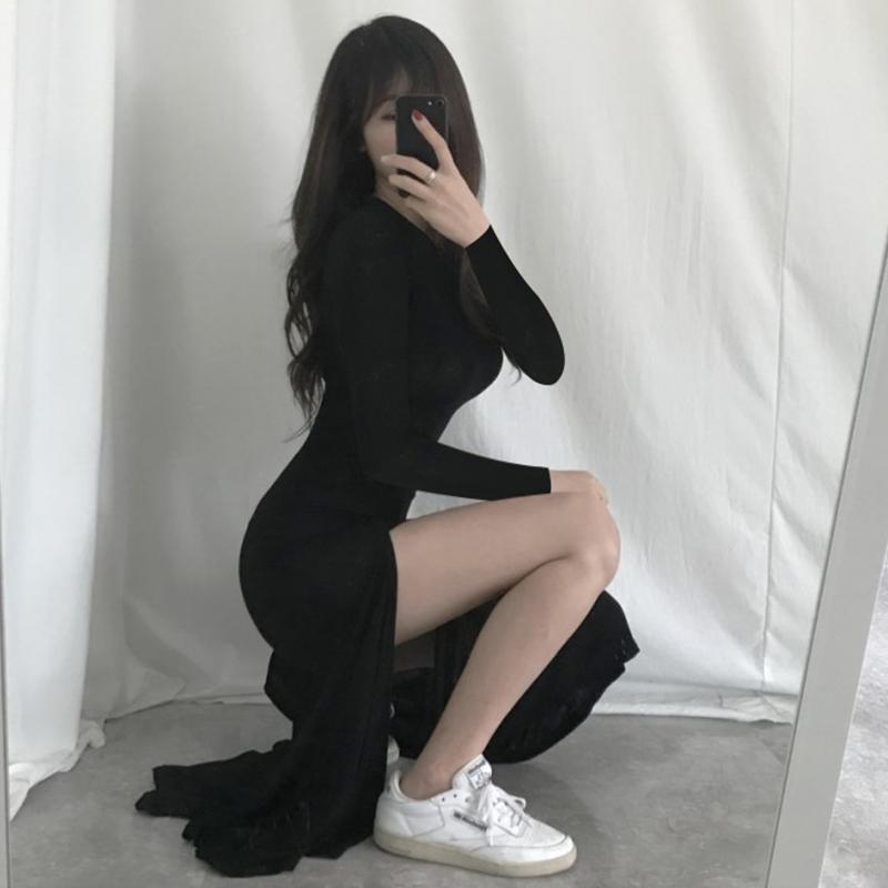Casual Dresses Elastic Oversize O Neck Modal Cotton Black Side Split Mermaid Dress Women Long Sleeve Grey Vestido All-match Bodycon, Black;gray
Casual Dresses Elastic Oversize O Neck Modal Cotton Black Side Split Mermaid Dress Women Long Sleeve Grey Vestido All-match Bodycon, Black;gray