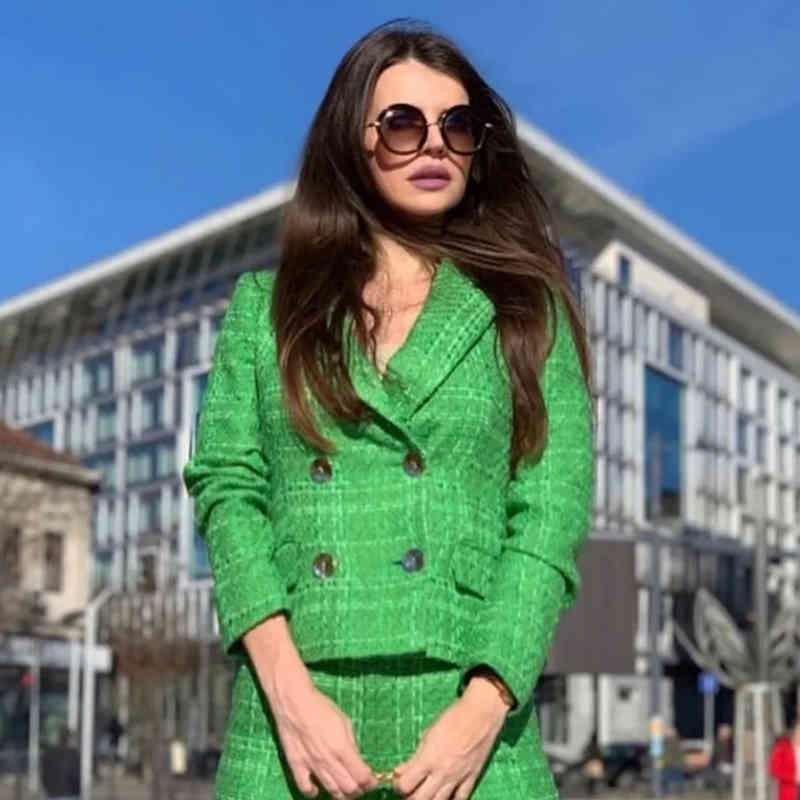 Double Breasted Women Blazer Casual Jacket Spring-Autumn Loose Coat Streetwear Female OL Suits 210521