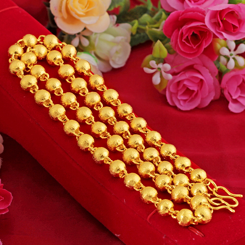 Vietnam Alluvial Gold Necklace Mens 24K Thailand Daikin Chain Simulation Frosted Solid Light Bead Gold Chunky Necklace, Silver
Vietnam Alluvial Gold Necklace Mens 24K Thailand Daikin Chain Simulation Frosted Solid Light Bead Gold Chunky Necklace, Silver