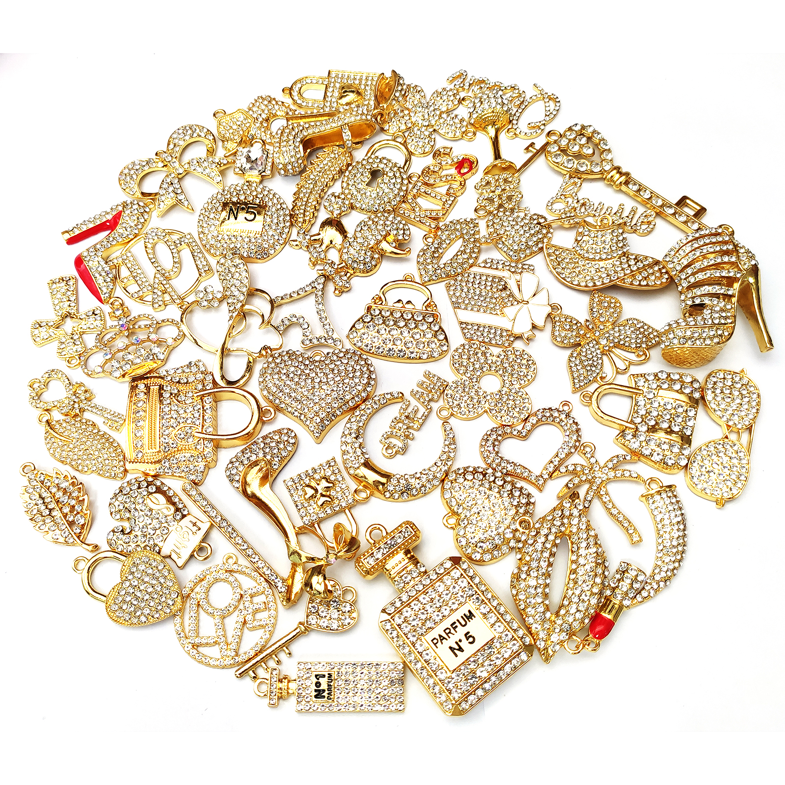 50pcs Alloy Jewelry Charms with gold plated and colorful Rhinestone Mixed Delicated Fit For Women
50pcs Alloy Jewelry Charms with gold plated and colorful Rhinestone Mixed Delicated Fit For Women