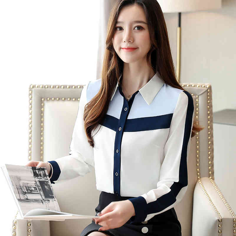 blusas mujer de moda long sleeve chiffon blouse button down shirt for women dames blouses lange mouwen shirts 7186 50 210427