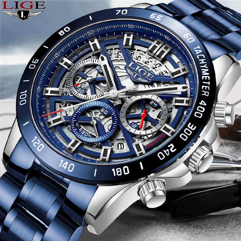 LIGE 2021 New Men Watch Top Brand Luxury Hollow Watch Men Waterproof Sport Quartz Chronograph Wrist Watch Man Relogio Masculino, S gold blue
LIGE 2021 New Men Watch Top Brand Luxury Hollow Watch Men Waterproof Sport Quartz Chronograph Wrist Watch Man Relogio Masculino, S gold blue