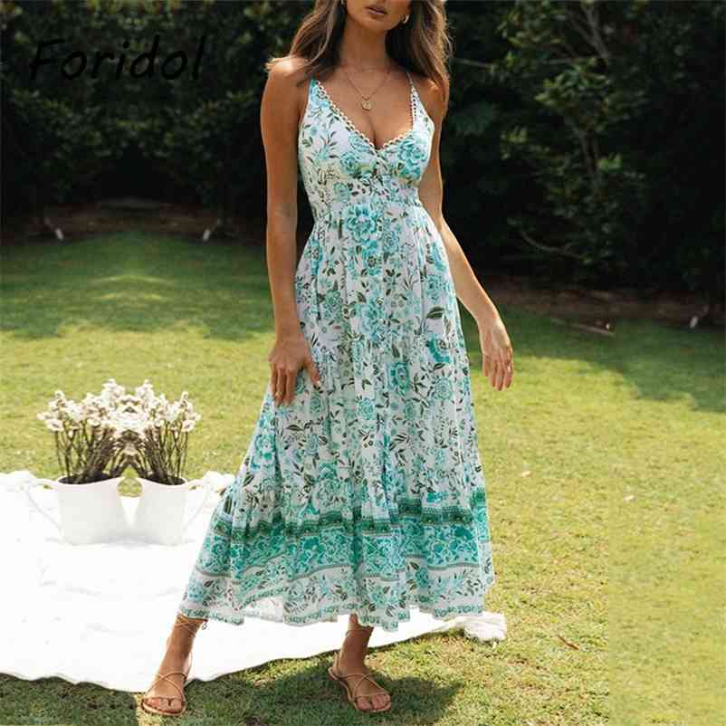 Foridol Elegant Backless Summer Dress Women Fashion Clothing Sleeveless Maxi Boho Beach Dress Lady Long Vestido Feminino 210415