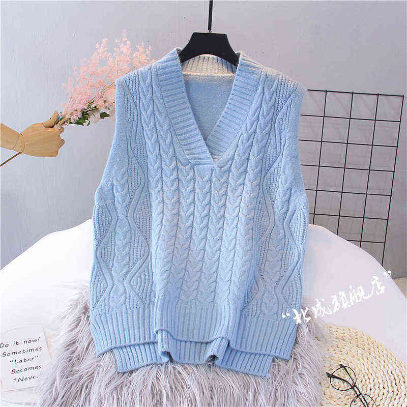 Spring Autumn Women Sweater Vest Woman Short Loose Knitted Sleeveless Ladies V-Neck Pullover Tops Female Outerwear 211120