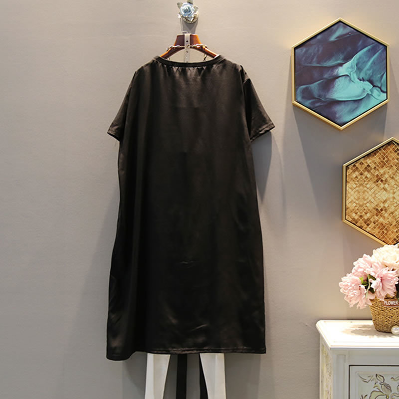 XITAO Tide Print Letter Plus Size Dress Suquined Elegant Women Irregular Pocket Korean Fashion Pullover Match All Summer DLL3176 210409