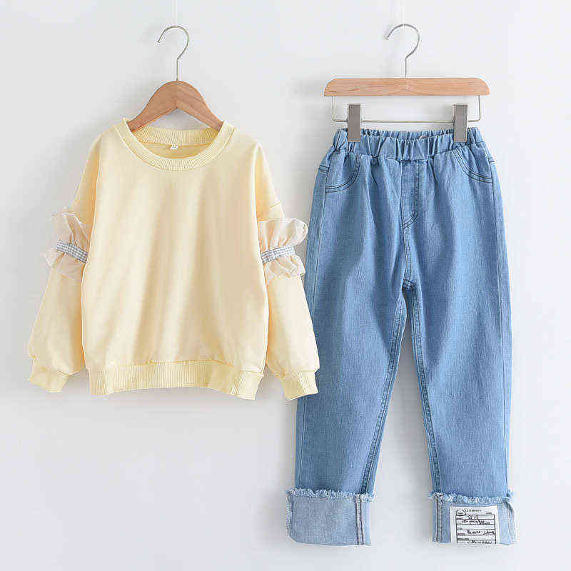 Bear Leader Teenagers Girls Clothing Sets 2022 New Fashion Children Suits Top and Demin Pants Kids Outfits Casual Clothes 4-13Y Y220310