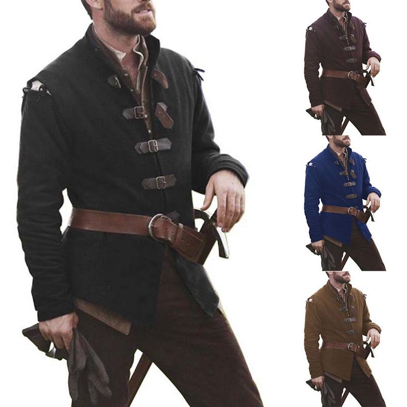 Men' Trench Coats Medieval Knight Cosplay Coat Costume Solid Color Collar Leather Buckle Tops Adult Men Long Sleeve, Dark brown
Men' Trench Coats Medieval Knight Cosplay Coat Costume Solid Color Collar Leather Buckle Tops Adult Men Long Sleeve, Dark brown