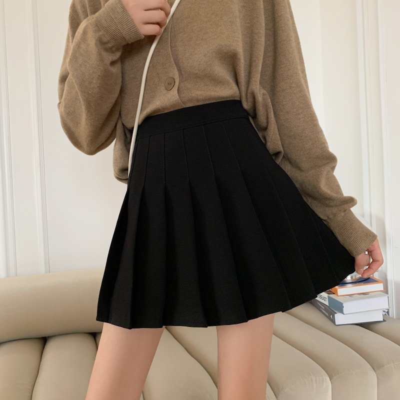 Nomikuma Women Skirt Korean Pleated A-line Mini Skirts Autumn Winter High Waist Fashion Bottoms Mujer Faldas 6D148 210427