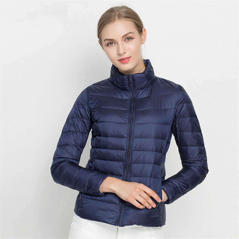 Johnature Women Coat Autumn Winter 90% White Duck Down Jacket 16 Colors Warm Slim Zipper Fashion Light Down Coat 210819