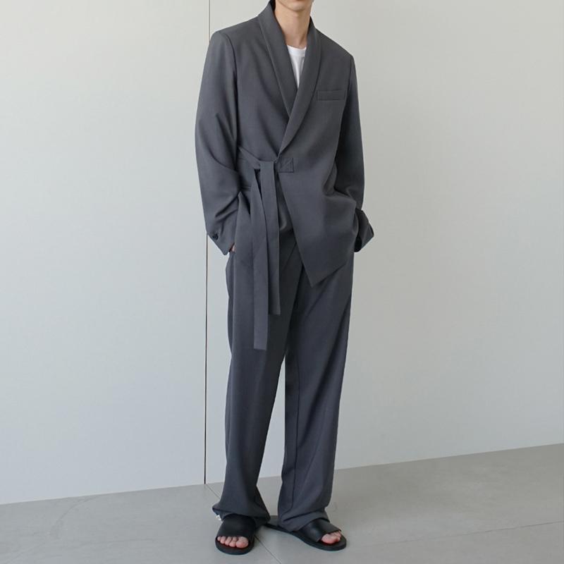 Men's Suits & Blazers Korean Trend Suit Coat Loose Casual Bandage Belt Jacket 2021 Spring Summer Khaki Male Clothing Terno Masculino, Gray pants
Men's Suits & Blazers Korean Trend Suit Coat Loose Casual Bandage Belt Jacket 2021 Spring Summer Khaki Male Clothing Terno Masculino, Gray pants