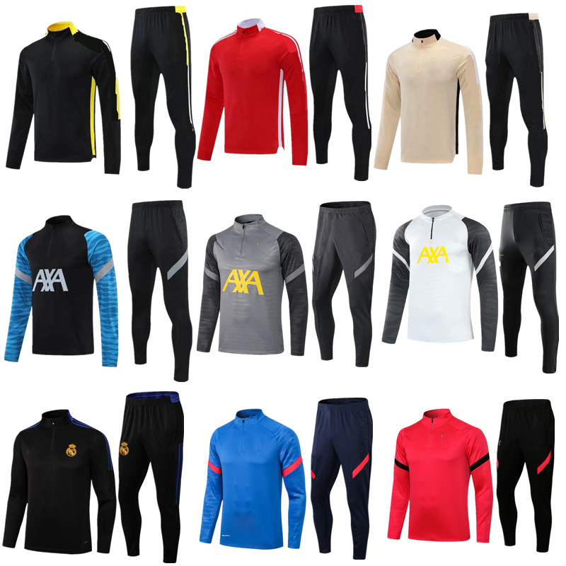 2021 Real Madrid adullt Football Training Suits 20 21 22 HAZARD Soccer Tracksuit MBAPPE PARIS BENZEMA Survetement Maillots de Foot Enfants men Chandal Kit, A18