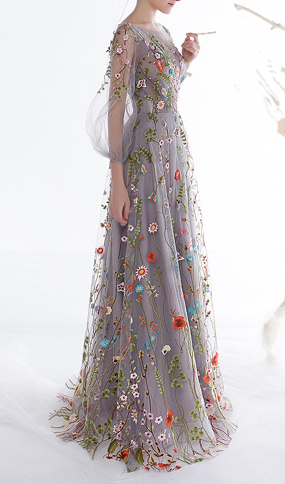Romantic Floral Prom Dresses A Line Embroidery Lace Illusion Formal Evening Gowns For Women Girls Pageant Party Dress Floor Length Long Sleeve, Brown
Romantic Floral Prom Dresses A Line Embroidery Lace Illusion Formal Evening Gowns For Women Girls Pageant Party Dress Floor Length Long Sleeve, Brown