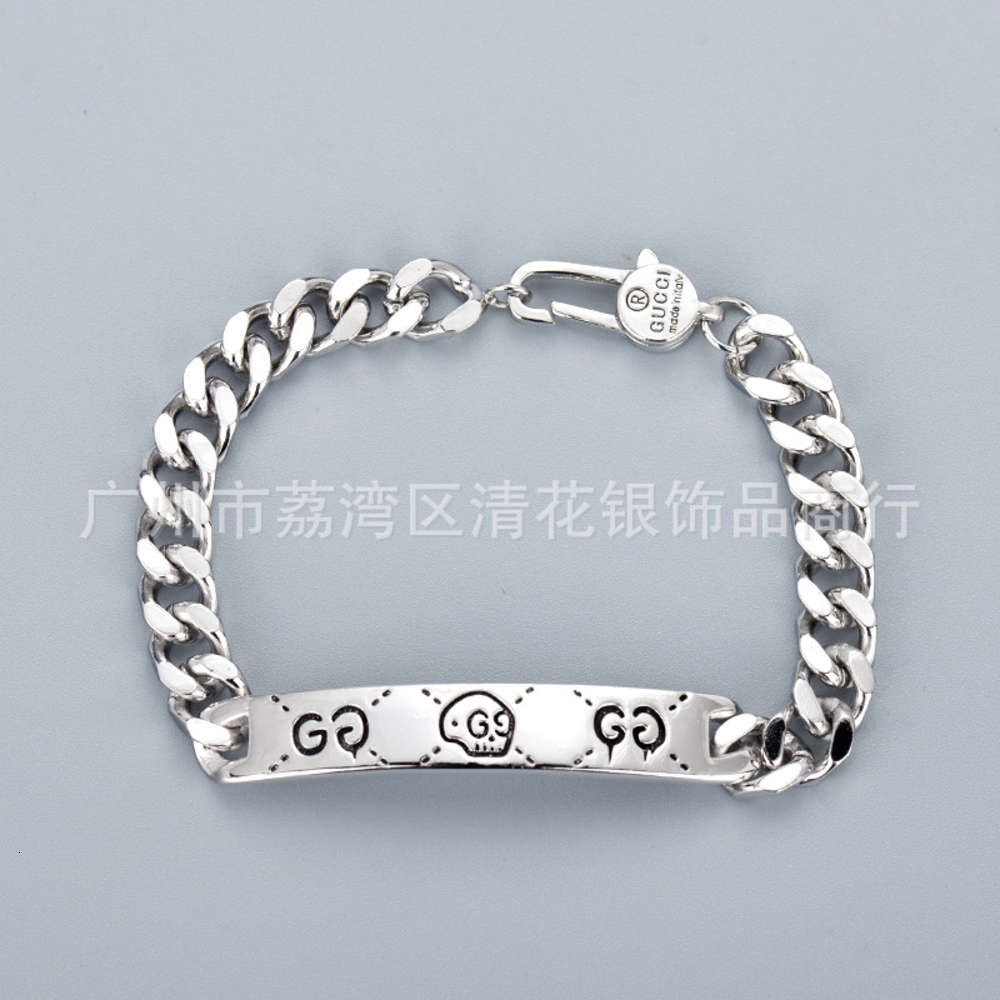 Link Double g que Thai Silver Skull Bracelet Valentine's Day Gift Men's and women's hip hop fashion brand, Black
Link Double g que Thai Silver Skull Bracelet Valentine's Day Gift Men's and women's hip hop fashion brand, Black