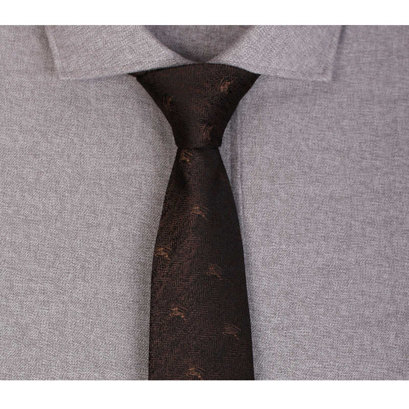 7cm Brown Tie Gentleman Animal Jacquard s High Quality Fashion Formal for Men Business Suit Work Necktie with Gift Box