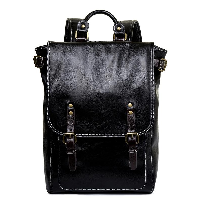 Backpack Vintage Men For Teenage School Bags Male Large Capacity Laptop Backpacks Leather Black Korean Travel