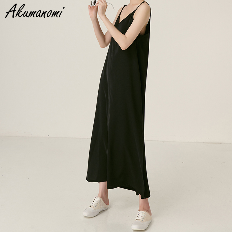 Oversize Spaghetti Strap Satin Cotton Maxi Dresses For Women Plus Size 4 5 Xl 6xl 7xl Spring Summer Autumn Split Soft Long Dress 210409