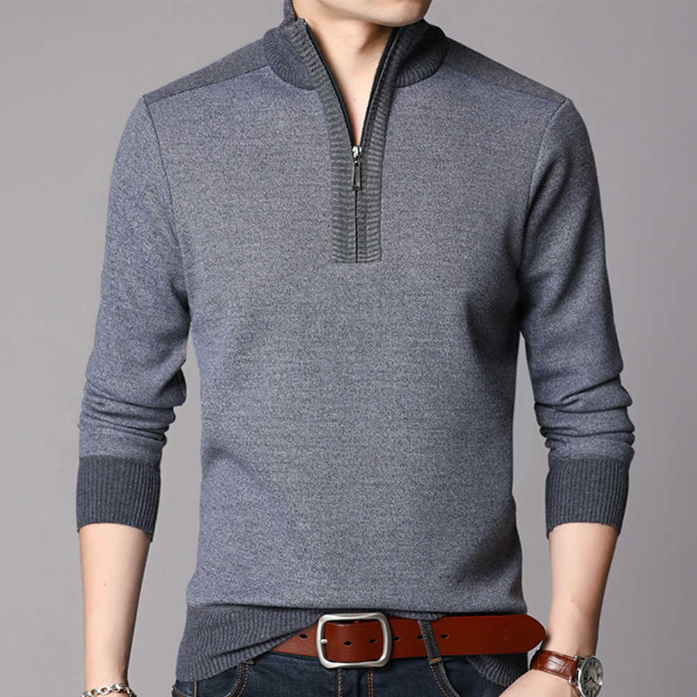 Cashmere Sweater Men Clothes Spring Autumn Winter Thick Warm Wool Pullover Men Casual Zipper Turtleneck Pull Homme MZM063 211008