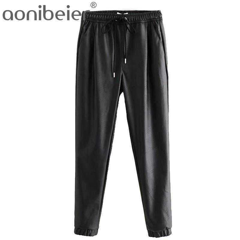 Vintage Stylish Pu Leather Pockets Pant Fashion Elastic Waist Drawstring Tie Ankle Trousers Pantalones Mujer 210604, Black
Vintage Stylish Pu Leather Pockets Pant Fashion Elastic Waist Drawstring Tie Ankle Trousers Pantalones Mujer 210604, Black