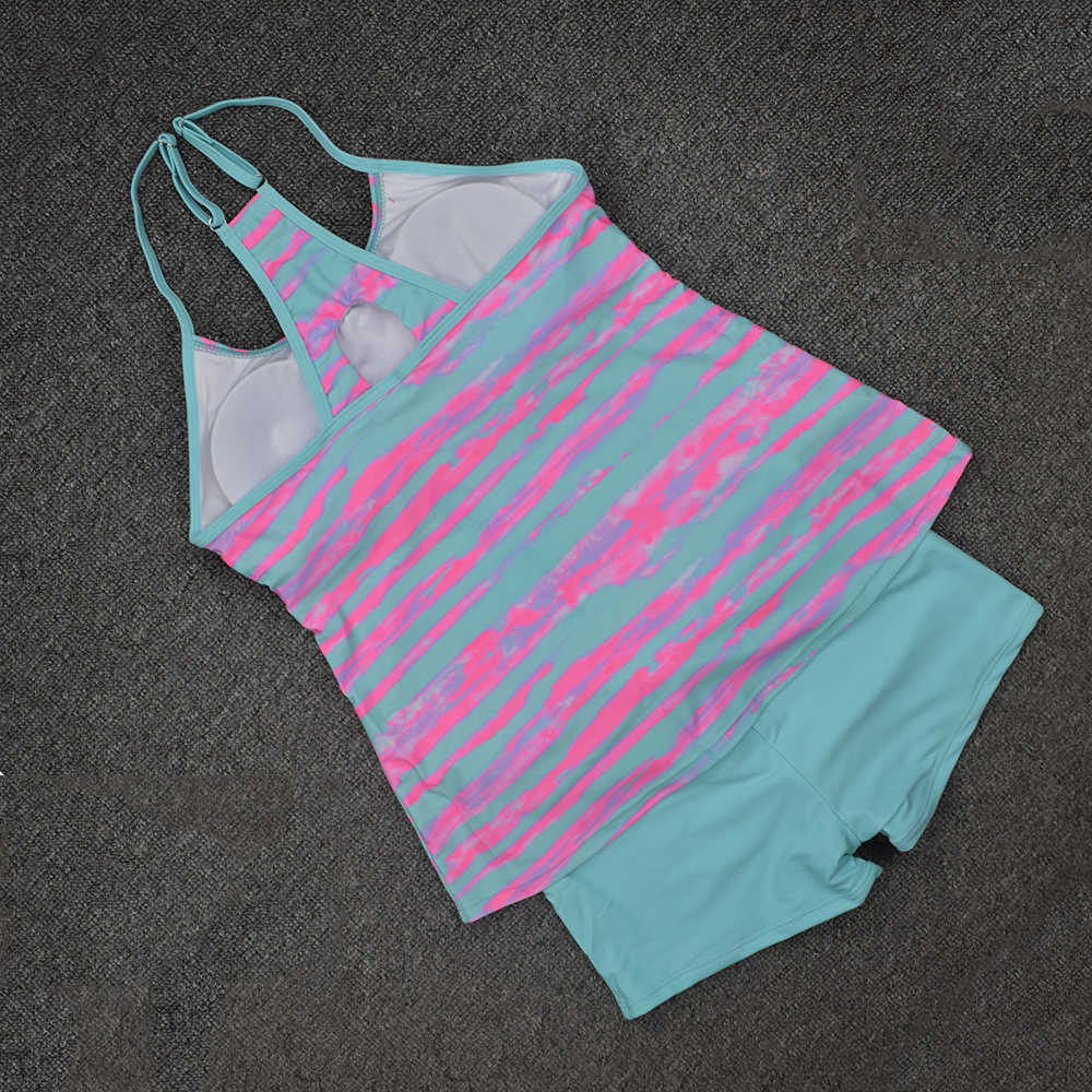 Tie Dye Tankini Swimsuits Women Plus Size Swimwear Summer Monokini Vintage Bathing Suit Beachwear S~3XL 210625