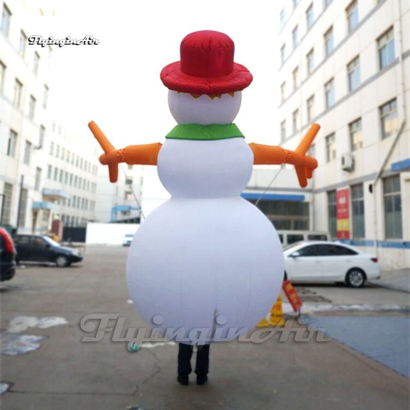 Outdoor Christmas Parade Performance Walking Inflatable Snowman Puppet 2.5m Controllable Blow Up Winter Figure Balloon For Event
