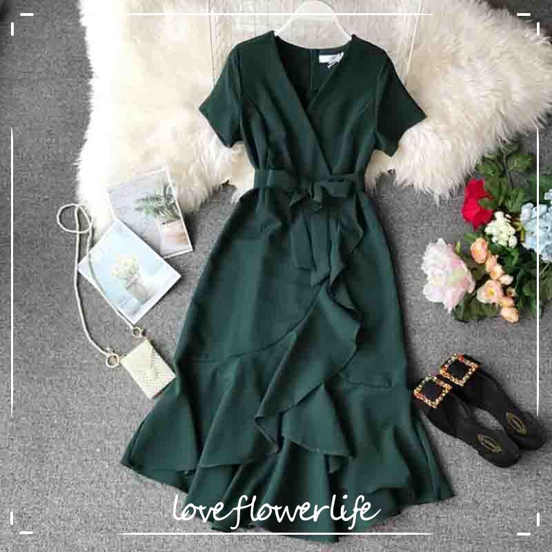 Summer Ladies Ruffled Dress Short-sleeved V-neck Slim Wrap Dresses High Waist Solid Elegant Women Sashes Party Vestidos 210521, Burgundy
Summer Ladies Ruffled Dress Short-sleeved V-neck Slim Wrap Dresses High Waist Solid Elegant Women Sashes Party Vestidos 210521, Burgundy