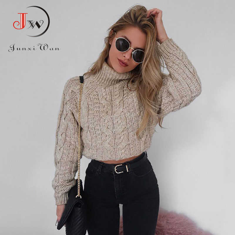 Fashion Knitted Sweater Women Autumn Winter Long Sleeve Turtleneck Short Pullovers Knitwear Jumper Pull Femme 211007