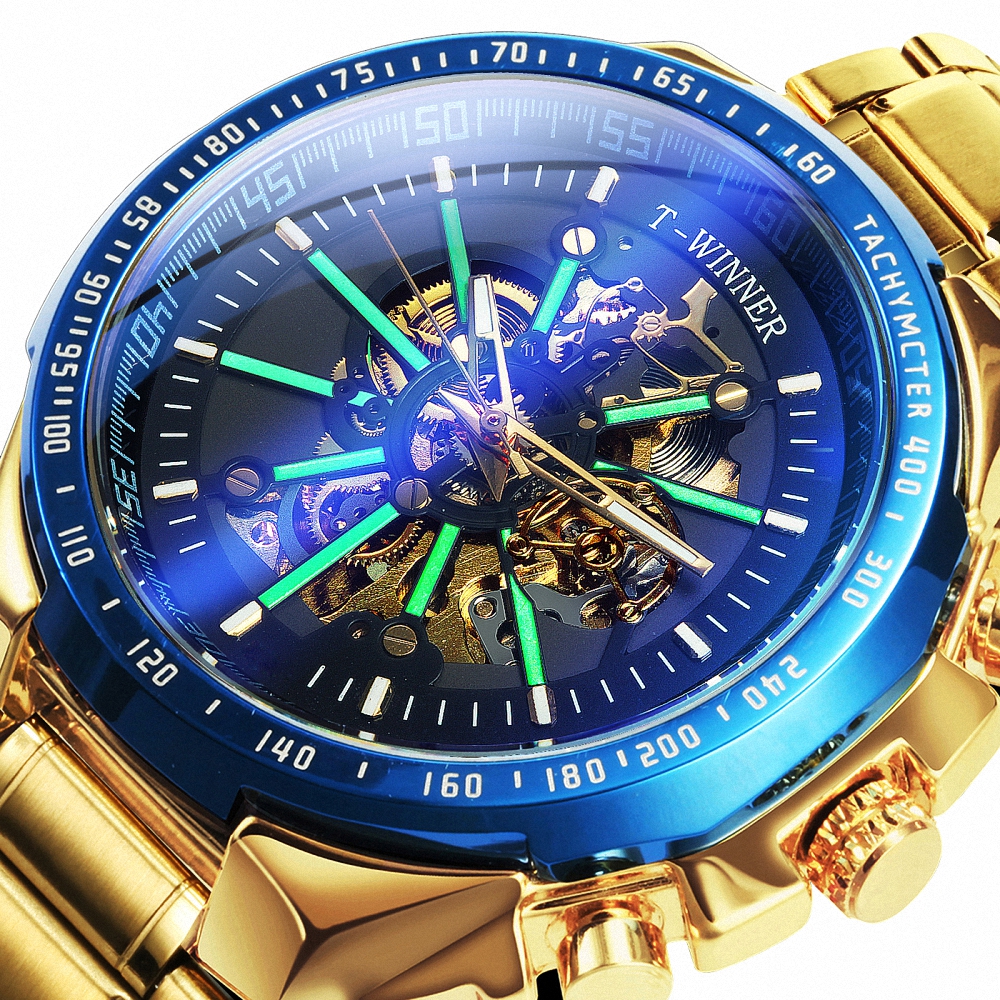 WINNER Official Automatic Mechanical Gold Watch Men Big Case Luxury Fashion Skeleton Luminous Military Business Blue Waterproofg, All black
WINNER Official Automatic Mechanical Gold Watch Men Big Case Luxury Fashion Skeleton Luminous Military Business Blue Waterproofg, All black