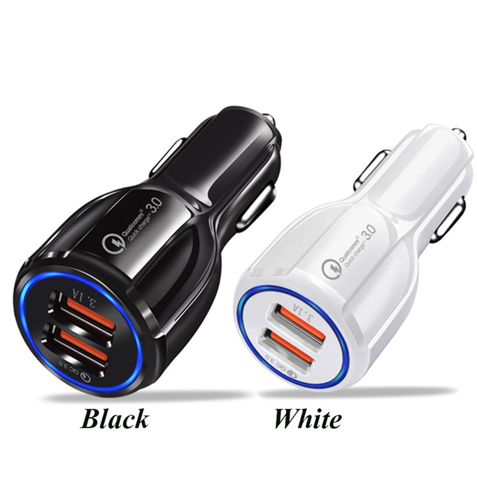 QC3.0 Dual USB Auto Charge 5V3A Turbo Fast Charging Mobile Phone Charger For iPhone Xiaomi Car Adapter