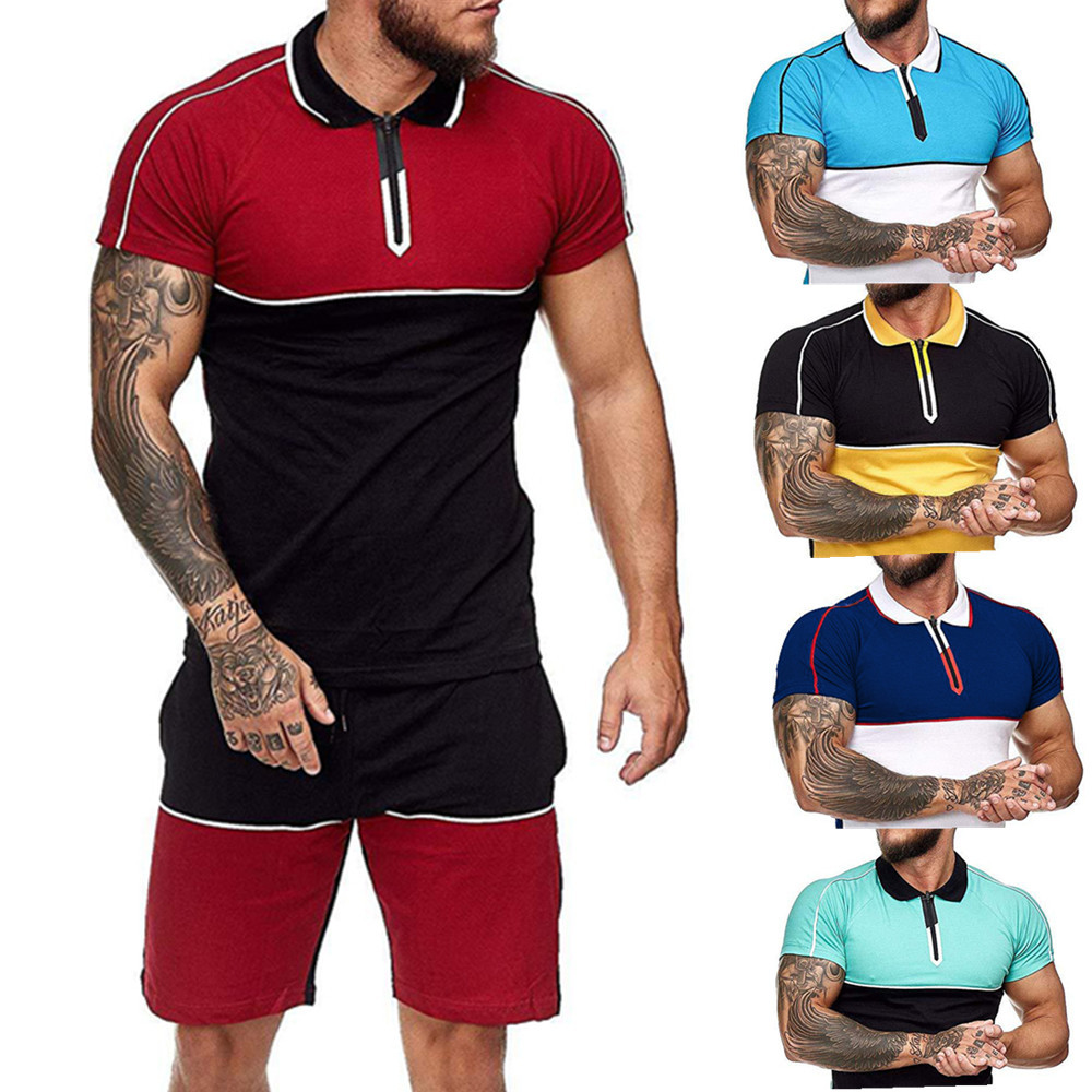 Men's color matching tracksuits suit fashion side stripe patchwork sportswear casual Short sleeved T-shirt drawstring shorts size L-3XL, Gray
Men's color matching tracksuits suit fashion side stripe patchwork sportswear casual Short sleeved T-shirt drawstring shorts size L-3XL, Gray