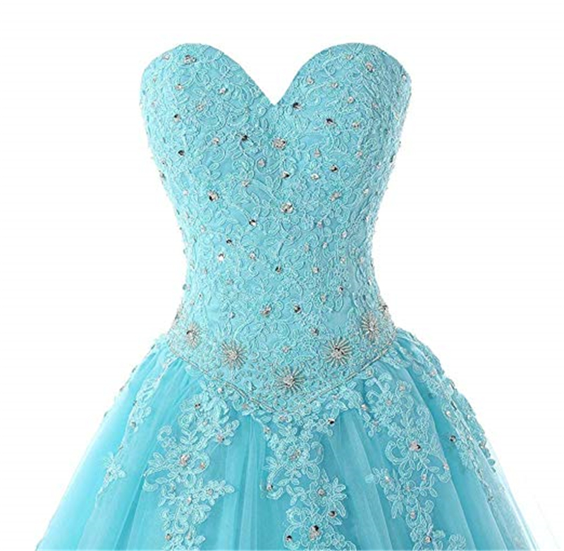 Quinceanera Dresses 2021 Sexy Sequins Crystal Princess Sweetheart Appliques Party Prom Formal Ball Gown Lace Up Tulle Vestidos De 15 Anos Q24