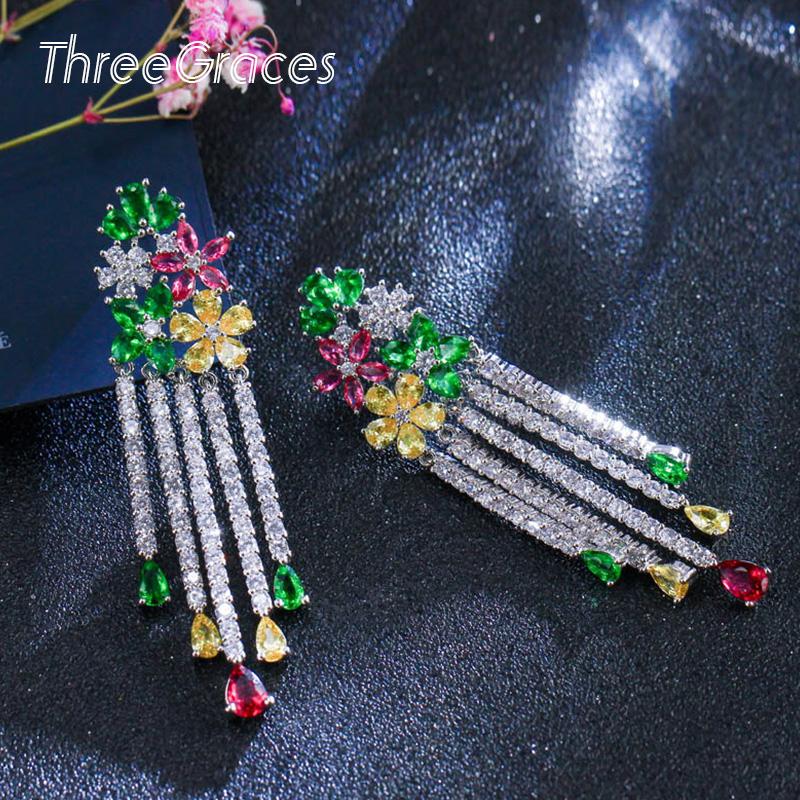 Dangle & Chandelier ThreeGraces Top Quality Green Yellow Red Flower Cubic Zirconia Big Long Tassel Dangling Earrings Aesthetic Women Jewelry, Silver
Dangle & Chandelier ThreeGraces Top Quality Green Yellow Red Flower Cubic Zirconia Big Long Tassel Dangling Earrings Aesthetic Women Jewelry, Silver