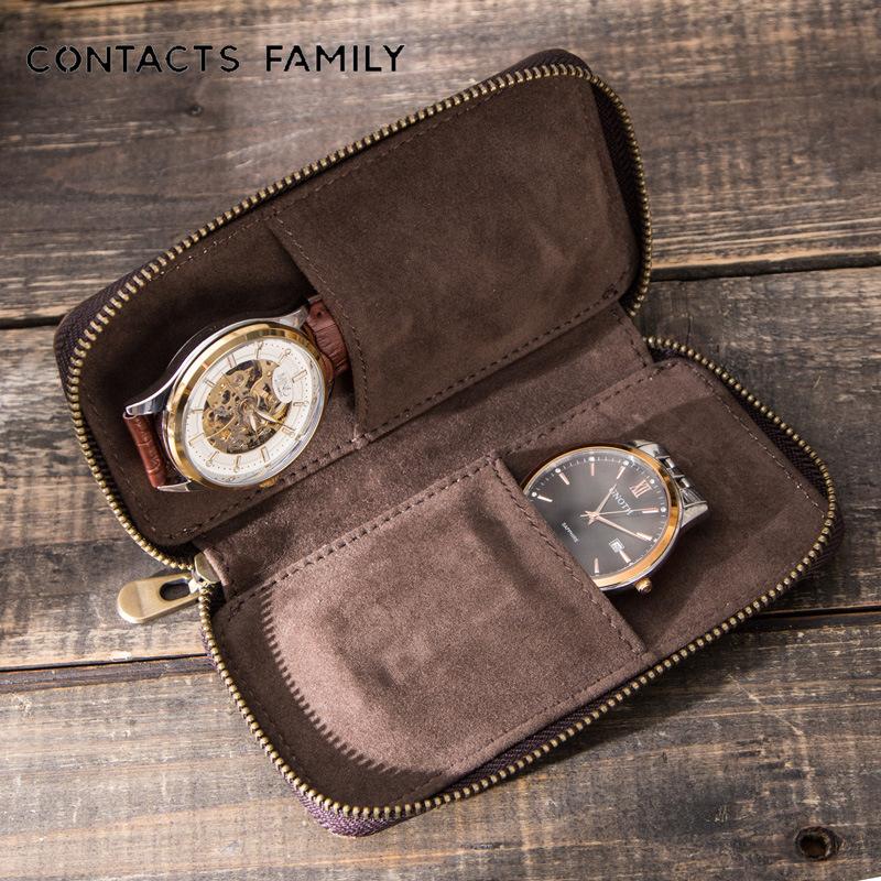 Watch Boxes & Cases Portable Travel Watches Storage Case 2 Slots Zipper Leather Cow Bag Box Display Jewelry Organizer Gift For Men And Women
Watch Boxes & Cases Portable Travel Watches Storage Case 2 Slots Zipper Leather Cow Bag Box Display Jewelry Organizer Gift For Men And Women