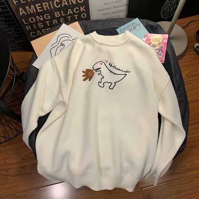 Sweater men autumn and winter thickening loose Streetwear korean style knit sweaters Fashion trend personalized couple clothes 211008