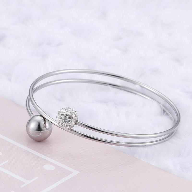 Fashion Simple Women Fine Bangles Color Stainless Steel Round Ball White Crystal Zircon Cuff Bracelets Pulseras Jewelry Bangle
Fashion Simple Women Fine Bangles Color Stainless Steel Round Ball White Crystal Zircon Cuff Bracelets Pulseras Jewelry Bangle