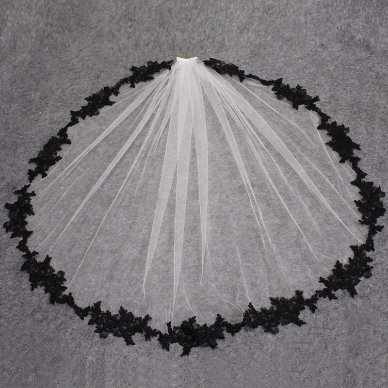 Bridal Veils Black Lace Appliques White Ivory Tulle Short Wedding One Layer Veil With Comb Accessories Veu De Noiva
Bridal Veils Black Lace Appliques White Ivory Tulle Short Wedding One Layer Veil With Comb Accessories Veu De Noiva