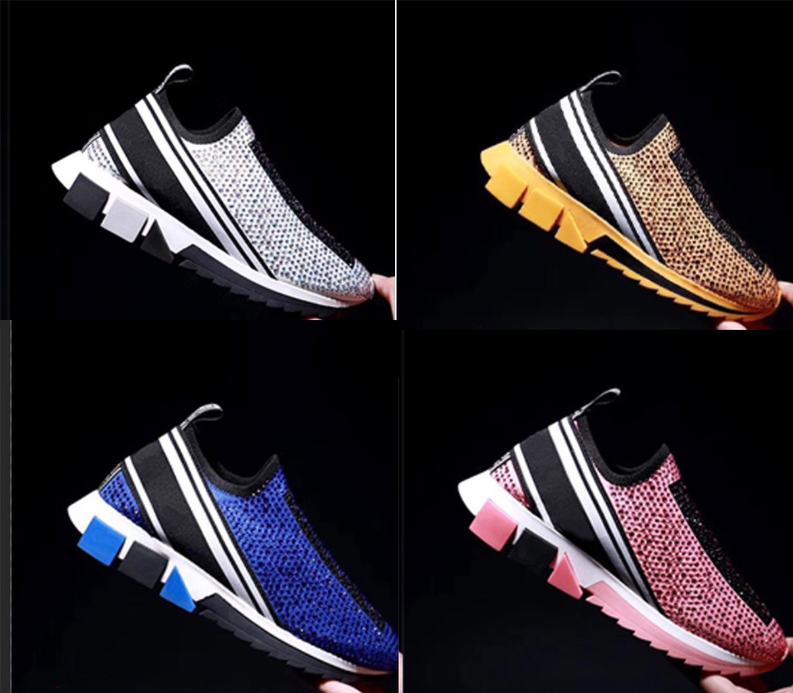 

Designer Casual Shoes Women Men Sorrento Diamonds Rhinestones Crystals Running Sneakers Stretch Mesh Black White Red Glitter Runner Flat Sports Trainers