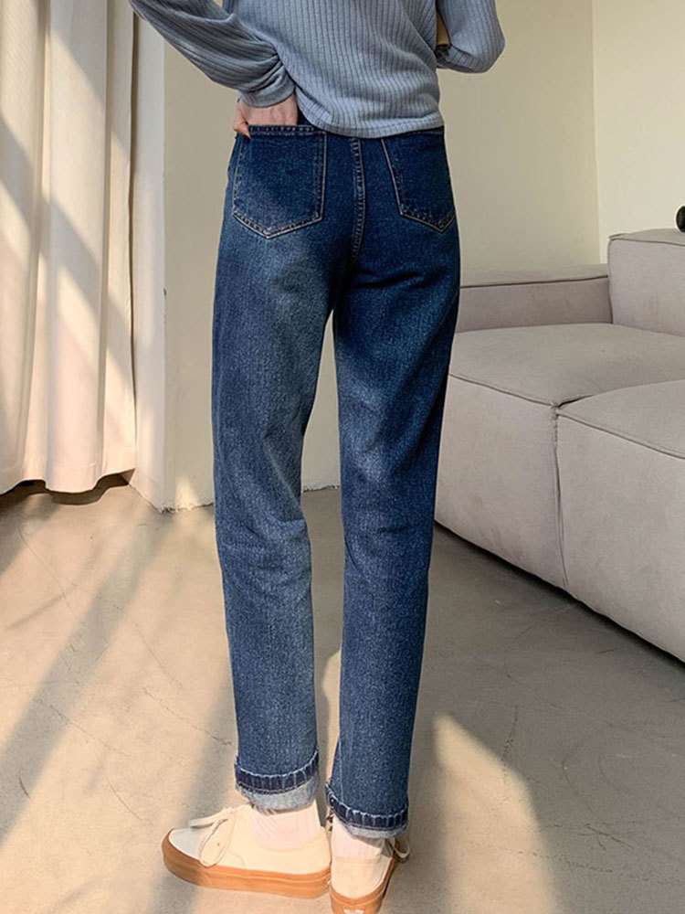 3Colors spring autumn korean style women denim Pants Casual high waist jeans for women straight long pants (X1737 210423