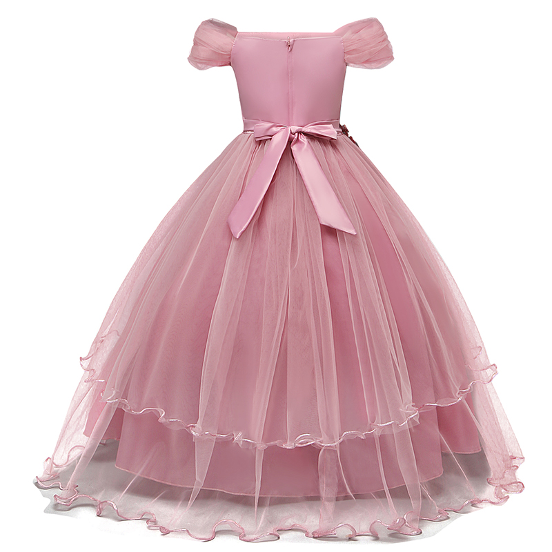 Elegant Dress Evening Ball Gown Kids Princess First Communion Teenager Rose