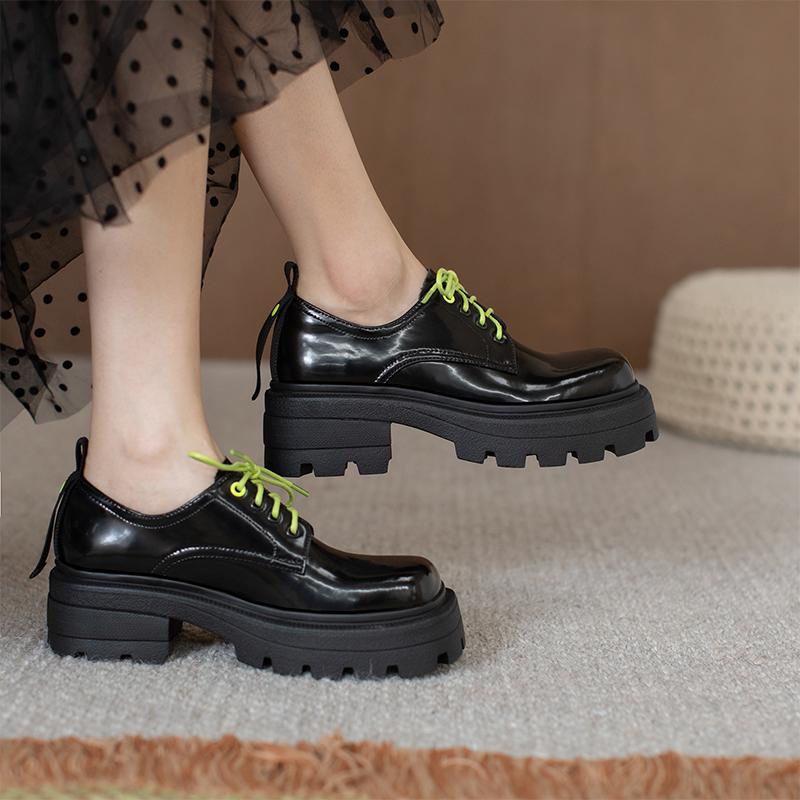 Dress Shoes Genuine Leather Women's Thick-soled British Style Lace-up Thick-heeled High-heeled Small X87, Black
Dress Shoes Genuine Leather Women's Thick-soled British Style Lace-up Thick-heeled High-heeled Small X87, Black