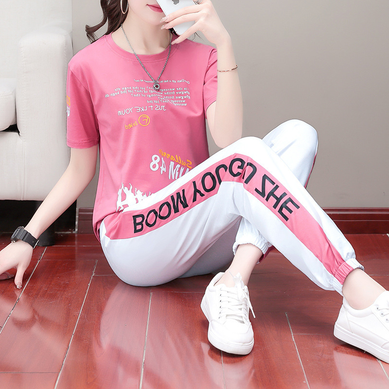 tracksuits sport suit leisure sports women's summer 2021 korean fashion loose show thin cotton short sleeve two piece set, Gray
tracksuits sport suit leisure sports women's summer 2021 korean fashion loose show thin cotton short sleeve two piece set, Gray