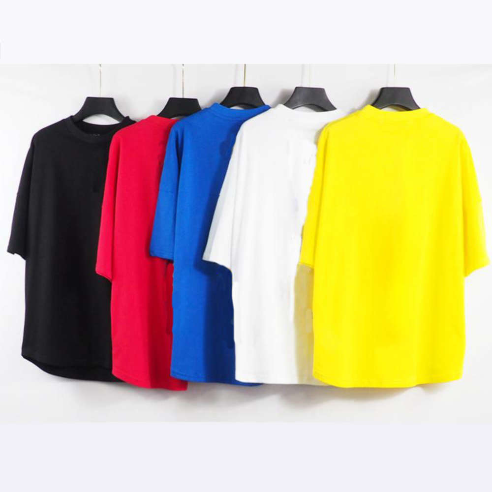 

Mens designer t shirts PA vertical striped letter Angel printing bat sleeve drop shoulder tee for and women couples fashion loose short, Yellow