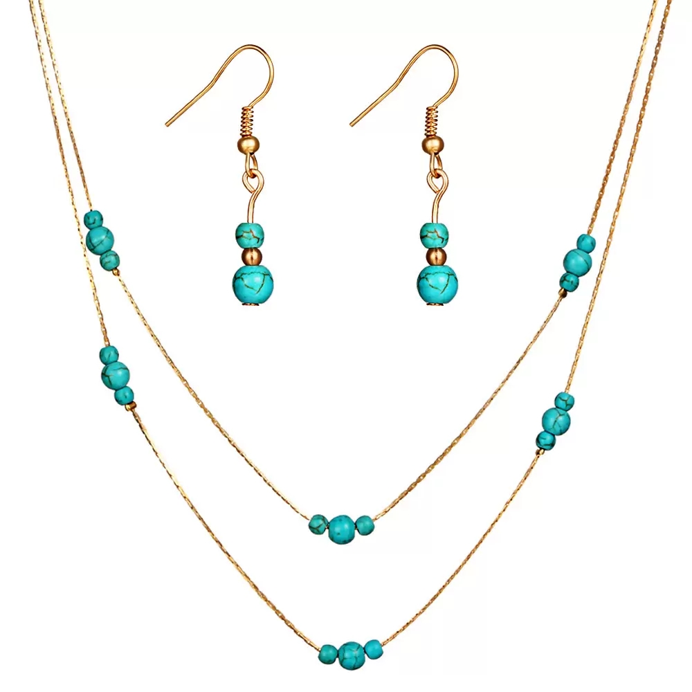 Brand New Vintage Turquoise Jewelry Sets Blue Turquoise Necklace Earring Ring Set Women
Brand New Vintage Turquoise Jewelry Sets Blue Turquoise Necklace Earring Ring Set Women