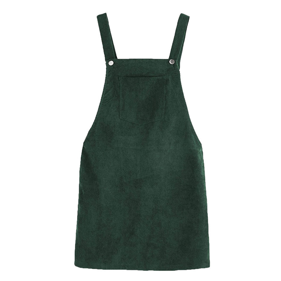 Autumn Winter Women Casual Sleeveless Pocket Retro Corduroy Dress Female Vintage Party Loose Suspender Sundress 210428