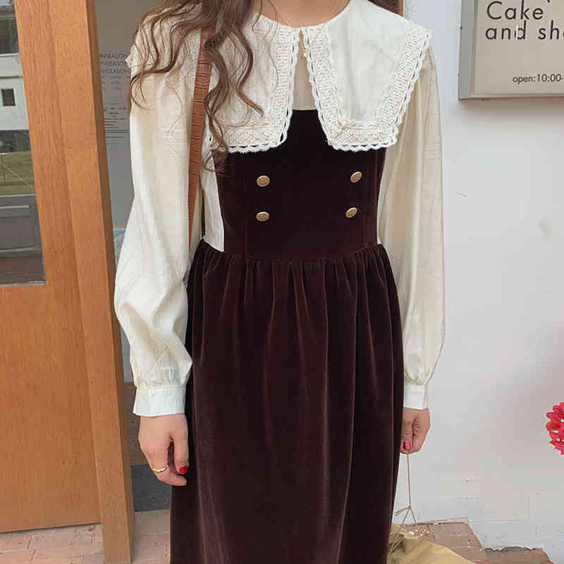 Elegant Dress Woman Spring Retro Lace Large Lapel Contrast Color Stitching Fake Two-piece Puff Sleeve Velvet Dress, Black;gray
Elegant Dress Woman Spring Retro Lace Large Lapel Contrast Color Stitching Fake Two-piece Puff Sleeve Velvet Dress, Black;gray