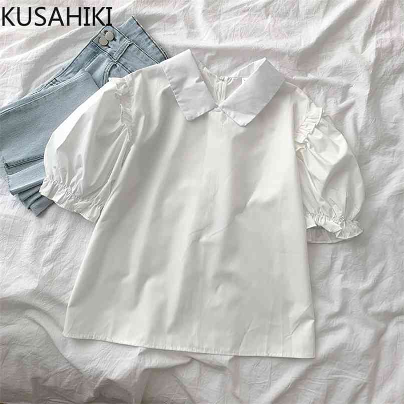 Puff Sleeve Turn-down Collar Pullove Blouse Tops Causal Summer Woman Shirts Korean Sweet Blusas Feminimos 6H598 210603, White
Puff Sleeve Turn-down Collar Pullove Blouse Tops Causal Summer Woman Shirts Korean Sweet Blusas Feminimos 6H598 210603, White
