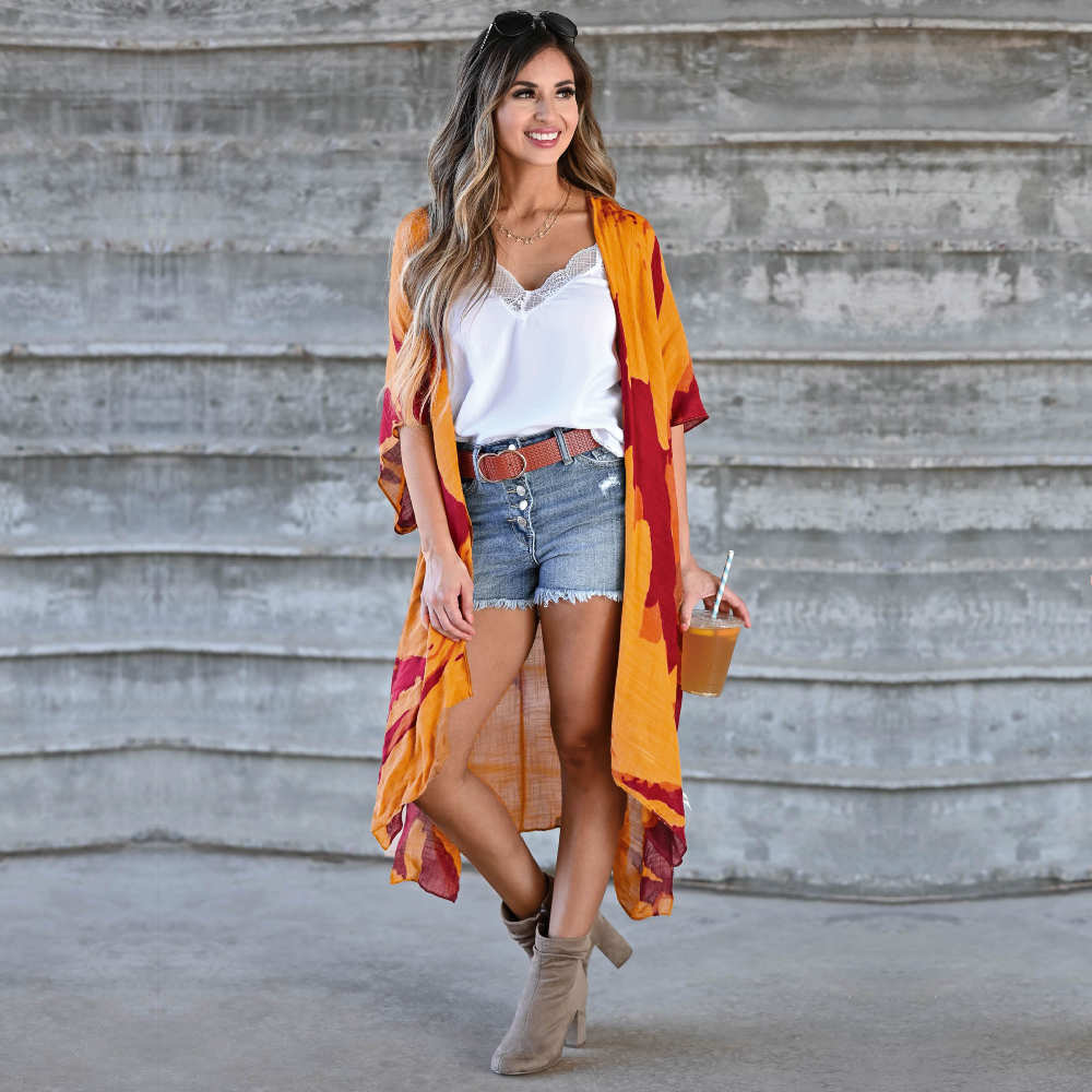 Boho Robes for Women Bathing Suit Cover-ups Plus Size Beach Wear Kimono Dress Summer Swimsuit Cover Up A808 210420