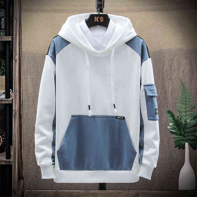 Single Road Mens Hoodies Men Spring Patchwork Sweatshirt Japanese Streetwear Harajuku Hip Hop Oversized Yellow Hoodie Men 211116
