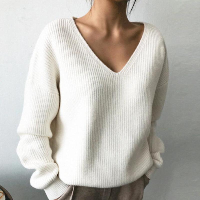 Women's Sweaters Casual V-neck Long Sleeve Loose Women Pullover 2021 Autumn Winter Chic Irregular Hem Female Knitting Jumpers Knitwear, White;black
Women's Sweaters Casual V-neck Long Sleeve Loose Women Pullover 2021 Autumn Winter Chic Irregular Hem Female Knitting Jumpers Knitwear, White;black